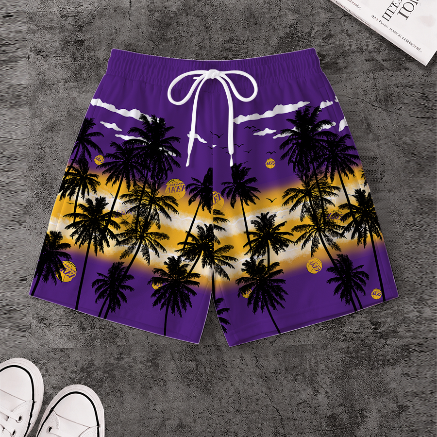 LIMITED EDITION - NEW CUSTOMIZED NBA09 LLA LOS ANGELES LAKERS SHORT PANTS