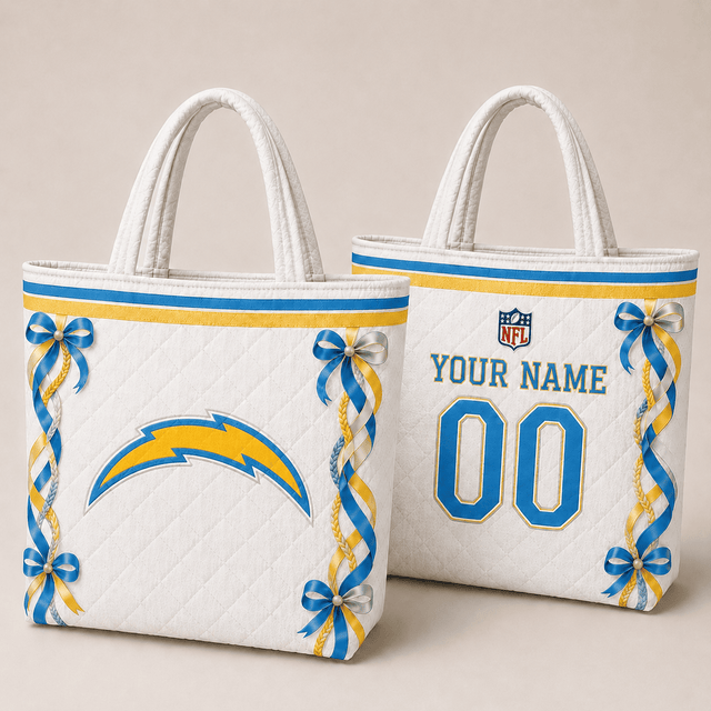 SPECIAL EDITION - NEW CUSTOMIZED NFL09 LAC LOS ANGELES CHARGERS QUILTED TOTE BAG