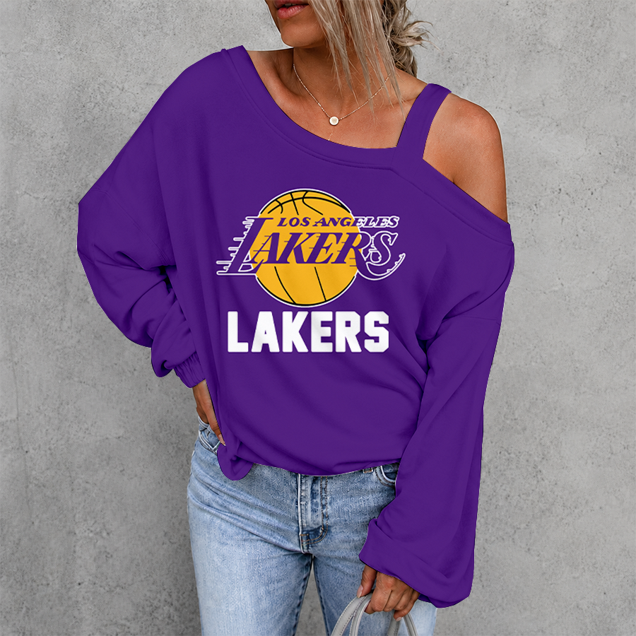 [HOT DEAL] NEW CUSTOMIZED NBA09 LLA LOS ANGELES LAKERS DROP SHOULDER SWEATSHIRT