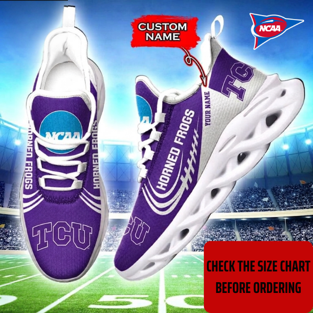 ELITE EDITION - NEW CUSTOMIZED NCAA FBS09 THF TCU HORNED FROGS CLUNKY SNEAKERS