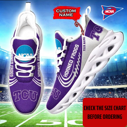 ELITE EDITION - NEW CUSTOMIZED NCAA FBS09 THF TCU HORNED FROGS CLUNKY SNEAKERS