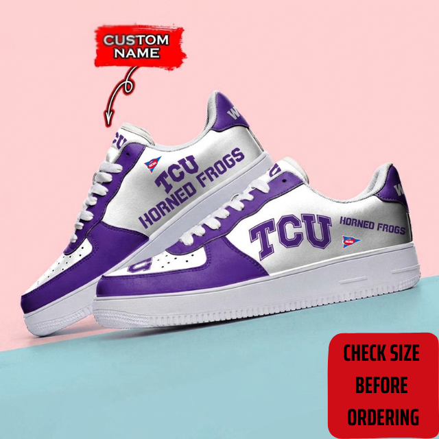 ELITE EDITION - NEW CUSTOMIZED NCAA FBS09 THF TCU HORNED FROGS AF1 SHOES
