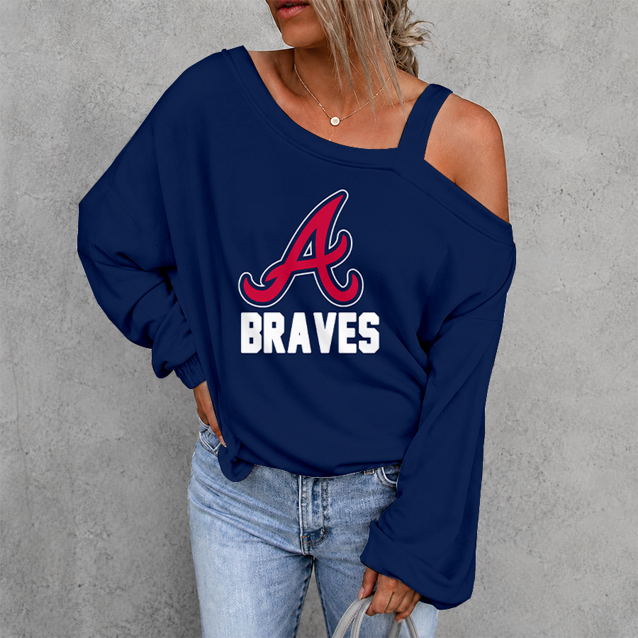 [FLASH SALE] NEW CUSTOMIZED MLB09 ABS ATLANTA BRAVES DROP SHOULDER SWEATSHIRT
