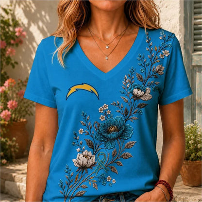 ELITE EDITION - NEW CUSTOMIZED NFL09 LAC LOS ANGELES CHARGERS V-NECK FEMALE SHIRT