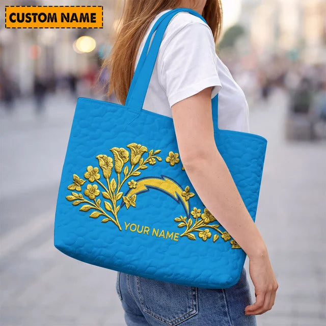 ELITE EDITION - NEW CUSTOMIZED NFL09 LAC LOS ANGELES CHARGERS QUILTED TOTE BAG