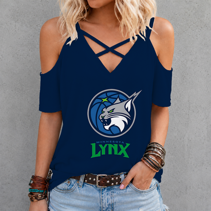 [FAN FAVORITE] NEW CUSTOMIZED WNBA09 MNL MINNESOTA LYNX CRISS CROSS V-NECK TOP