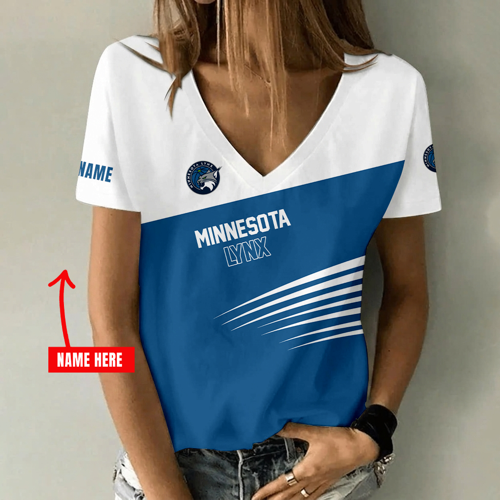 [FAN FAVORITE] NEW CUSTOMIZED WNBA09 MNL MINNESOTA LYNX V-NECK FEMALE SHIRT