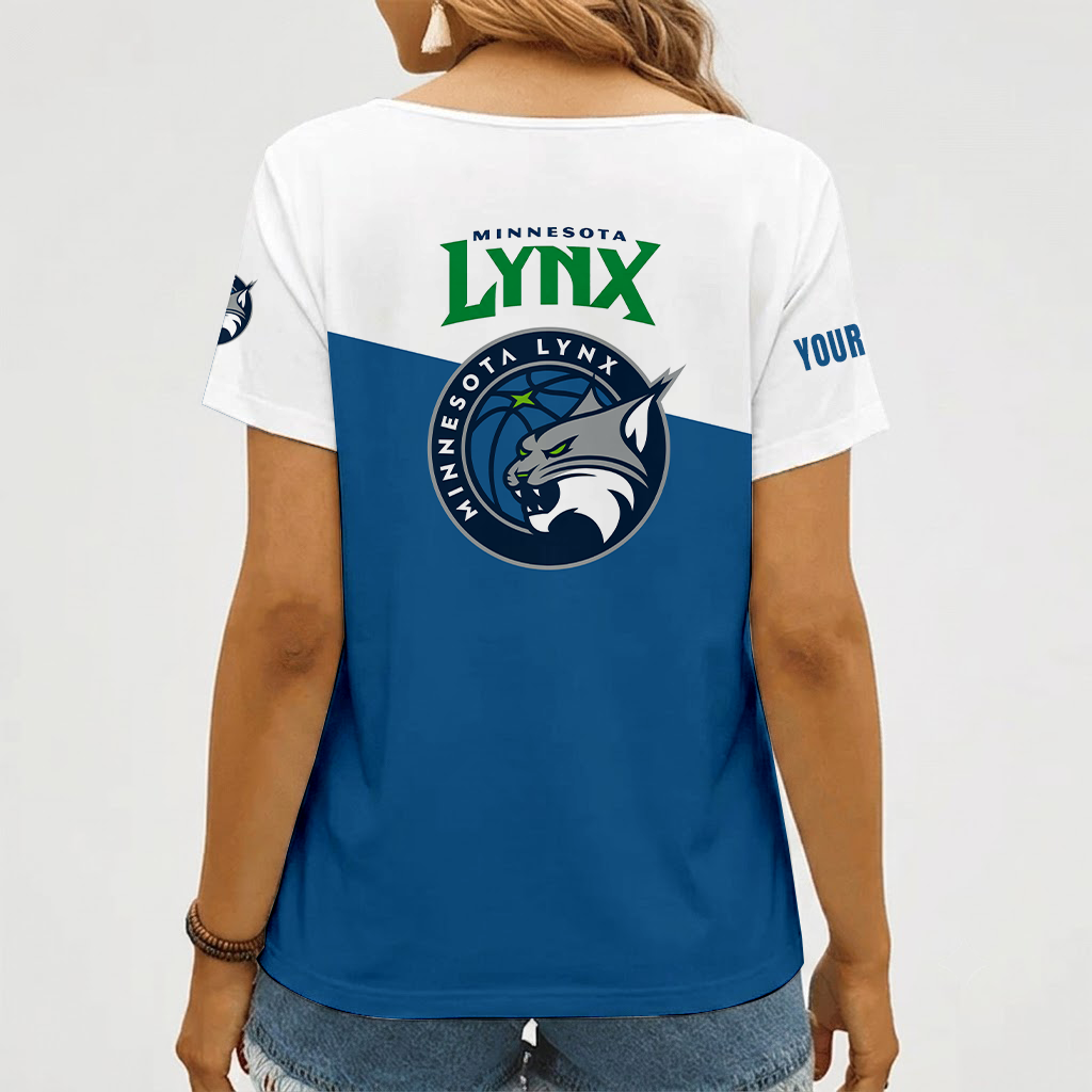 [FAN FAVORITE] NEW CUSTOMIZED WNBA09 MNL MINNESOTA LYNX V-NECK FEMALE SHIRT