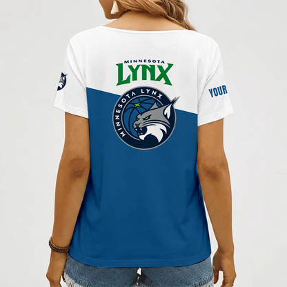 [FAN FAVORITE] NEW CUSTOMIZED WNBA09 MNL MINNESOTA LYNX V-NECK FEMALE SHIRT
