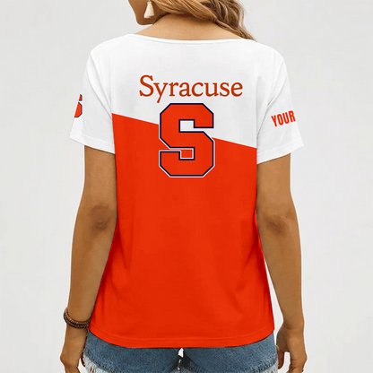 [FAN FAVORITE] NEW CUSTOMIZED NCAA CFH09 SYO SYRACUSE ORANGE V-NECK FEMALE SHIRT