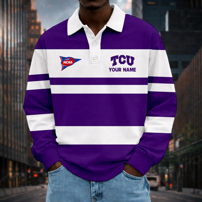 LIMITED EDITION - NEW CUSTOMIZED NCAA FBS09 THF TCU HORNED FROGS UNISEX LONG SLEEVE POLO
