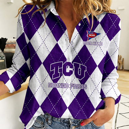LIMITED DROP - NEW CUSTOMIZED | NCAA FBS09 THF TC HORNED FROGS WOMEN CASUAL SHIRT FOR FAN
