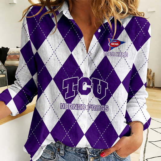 LIMITED DROP - NEW CUSTOMIZED | NCAA FBS09 THF TC HORNED FROGS WOMEN CASUAL SHIRT FOR FAN