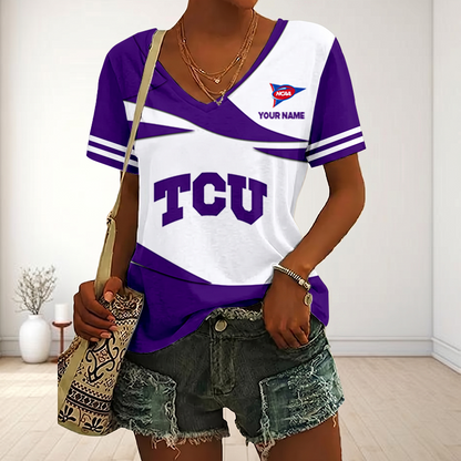 LIMITED DROP - NEW CUSTOMIZED | NCAA FBS09 THF TC HORNED FROGS V-NECK FEMALE SHIRT