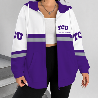 [FAN FAVORITE] NEW CUSTOMIZED NCAA FBS09 THF TCU HORNED FROGS ZIP HOODIE