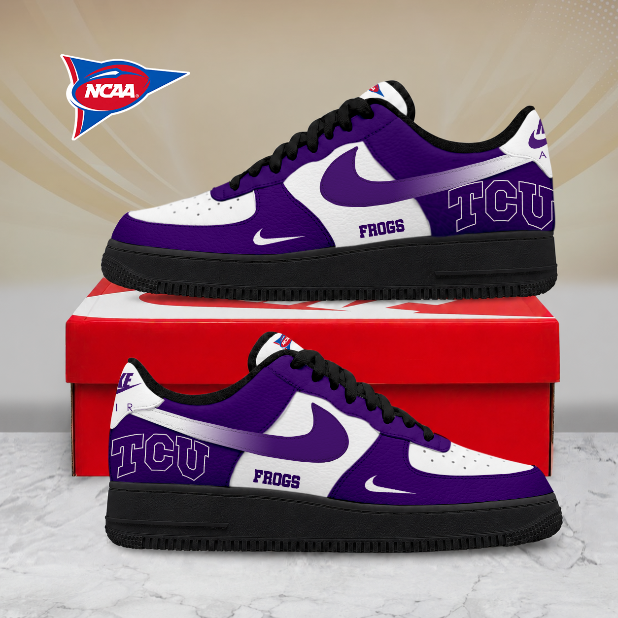 SPECIAL EDITION - NEW CUSTOMIZED NCAA FBS09 THF TCU HORNED FROGS AF1 SHOES