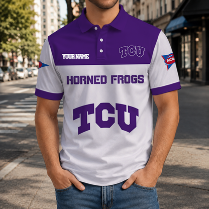 EXCLUSIVE EDITION - NEW CUSTOMIZED NCAA FBS09 THF TCU HORNED FROGS POLO SHIRT, ZIP POLO SHIRT & T-SHIRTS
