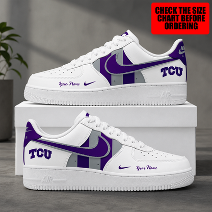 [FAN FAVORITE] NEW CUSTOMIZED NCAA FBS09 THF TCU HORNED FROGS AF1 SHOES