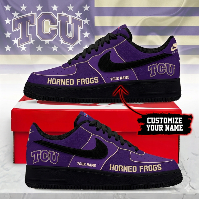 ELITE EDITION - NEW CUSTOMIZED NCAA FBS09 THF TCU HORNED FROGS AF1 SHOES