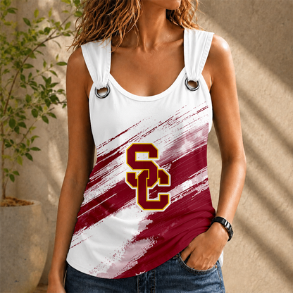 [FAN FAVORITE] NEW CUSTOMIZED NCAA CWS09 USC USC TROJANS O-RING SHOULDER TANK TOP