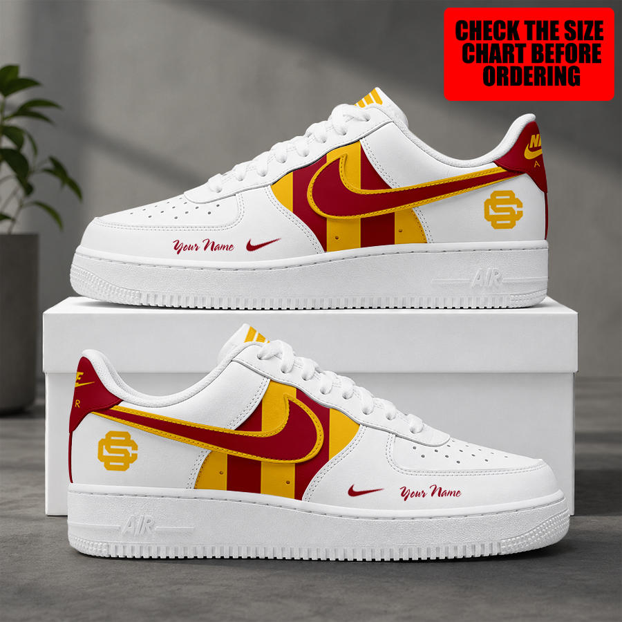 [FAN FAVORITE] NEW CUSTOMIZED NCAA CWS09 USC USC TROJANS AF1 SHOES