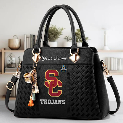LIMITED EDITION - NEW CUSTOMIZED NCAA CWS09 USC USC TROJANS ZIP HANDBAG MULTICOLOR