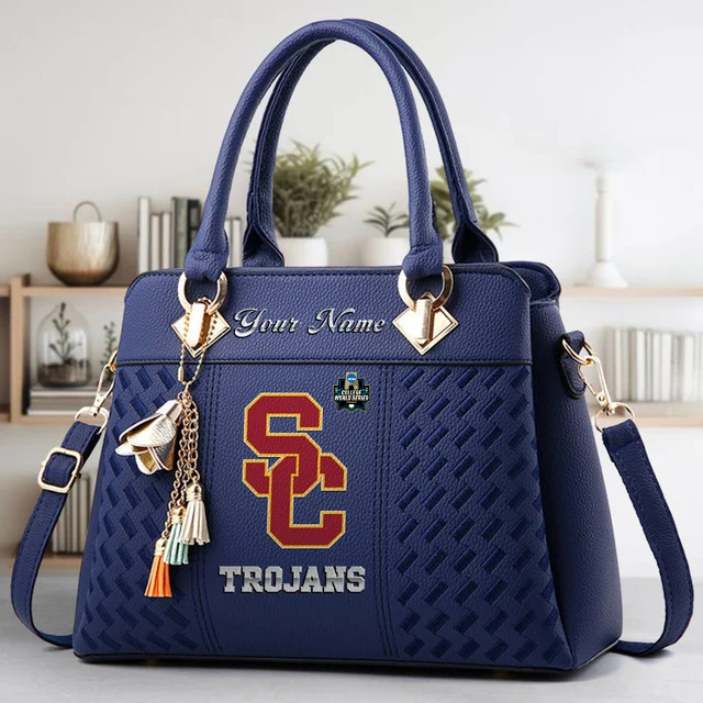 LIMITED EDITION - NEW CUSTOMIZED NCAA CWS09 USC USC TROJANS ZIP HANDBAG MULTICOLOR
