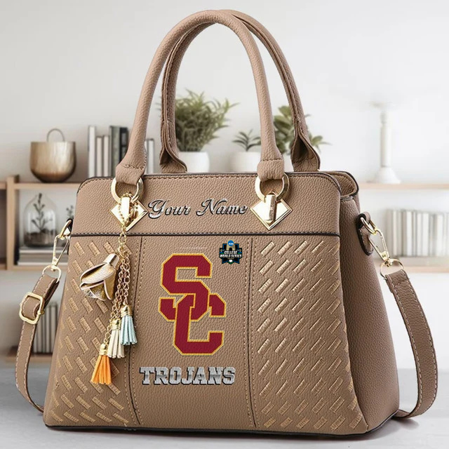 LIMITED EDITION - NEW CUSTOMIZED NCAA CWS09 USC USC TROJANS ZIP HANDBAG MULTICOLOR