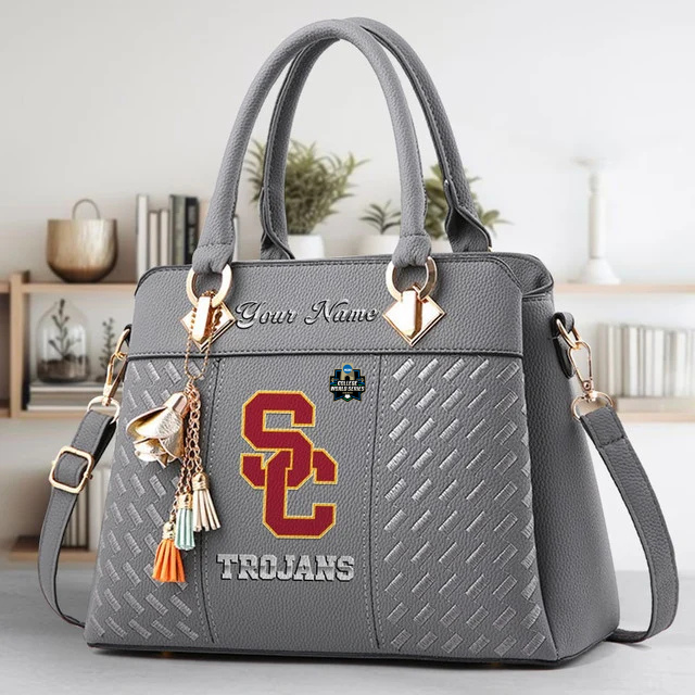 LIMITED EDITION - NEW CUSTOMIZED NCAA CWS09 USC USC TROJANS ZIP HANDBAG MULTICOLOR
