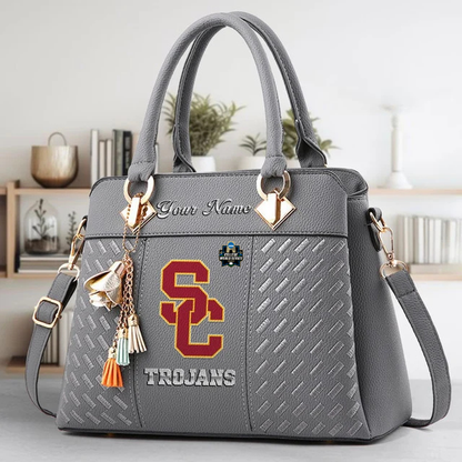 LIMITED EDITION - NEW CUSTOMIZED NCAA CWS09 USC USC TROJANS ZIP HANDBAG MULTICOLOR