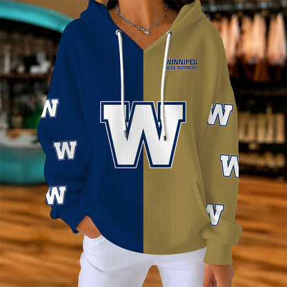 [FAN EXCLUSIVE] NEW CUSTOMIZED CFL09 WPG WINNIPEG BLUE BOMBERS STRAPPY RIBBED HOODIE & SWEATSHIRT