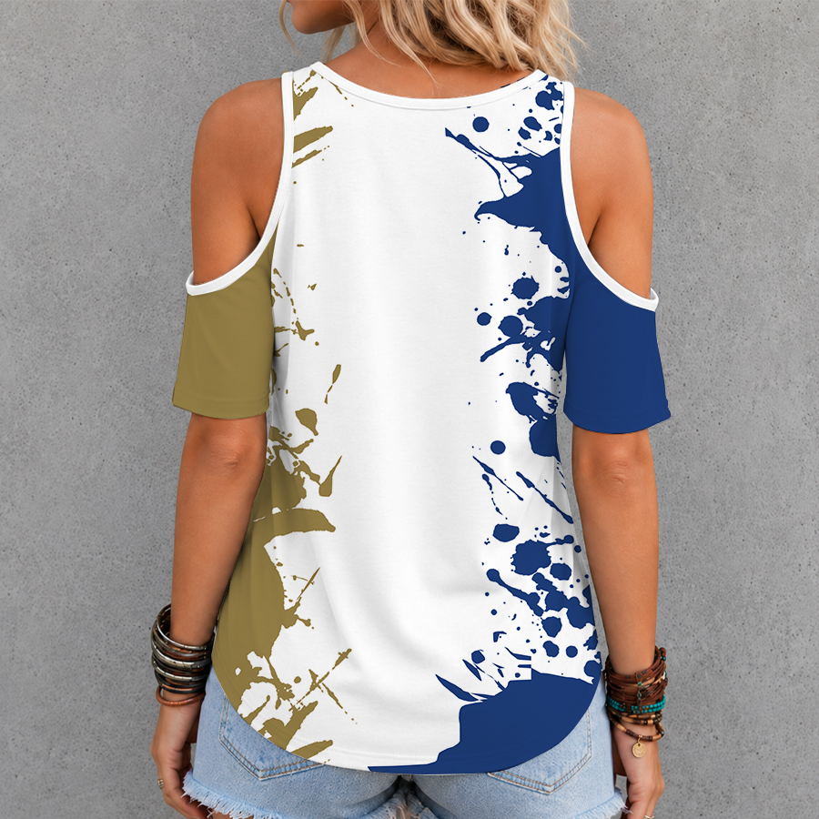 [FAN EXCLUSIVE] NEW CUSTOMIZED CFL09 WPG WINNIPEG BLUE BOMBERS STRAPPY CRISS CROSS V-NECK TOP