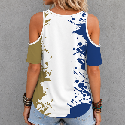 [FAN EXCLUSIVE] NEW CUSTOMIZED CFL09 WPG WINNIPEG BLUE BOMBERS STRAPPY CRISS CROSS V-NECK TOP