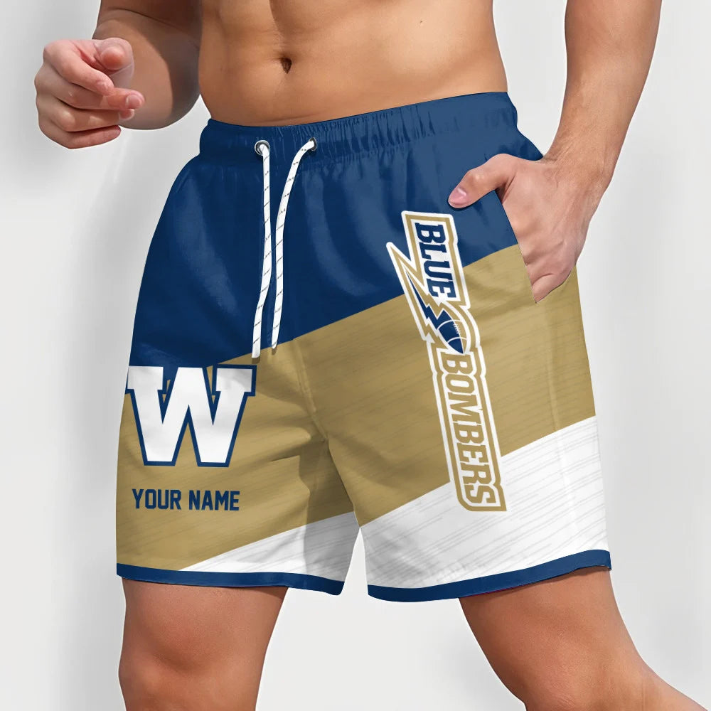 [FAN EXCLUSIVE] NEW CUSTOMIZED CFL09 WPG WINNIPEG BLUE BOMBERS SHORT PANTS