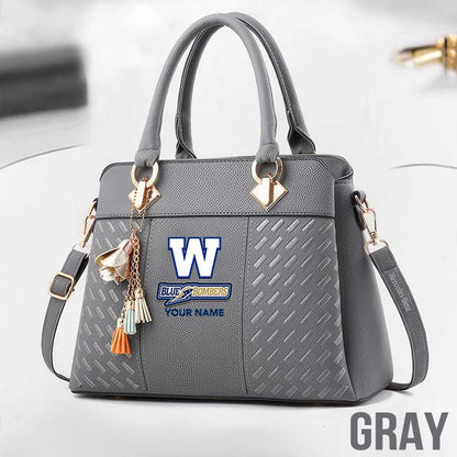 [FAN EXCLUSIVE] NEW CUSTOMIZED CFL09 WPG WINNIPEG BLUE BOMBERS MULTICOLOR HANDBAG