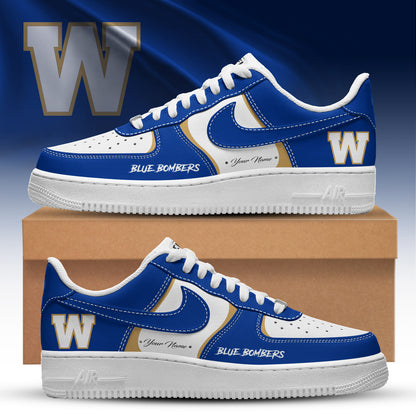 [FAN EXCLUSIVE] NEW CUSTOMIZED CFL09 WPG WINNIPEG BLUE BOMBERS AF1 SHOES