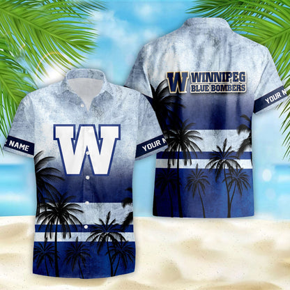 [FAN EXCLUSIVE] NEW CUSTOMIZED CFL09 WPG WINNIPEG BLUE BOMBERS HAWAIIAN SHIRT & SHORTS SET