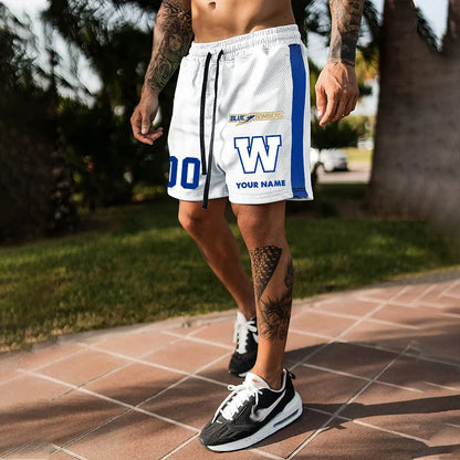 [FAN EXCLUSIVE] NEW CUSTOMIZED CFL09 WPG WINNIPEG BLUE BOMBERS SHORT PANTS