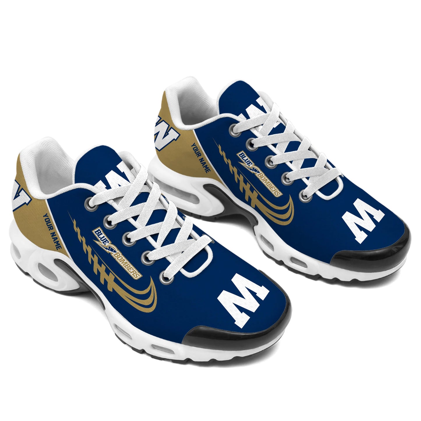 [FAN EXCLUSIVE] NEW CUSTOMIZED CFL09 WPG WINNIPEG BLUE BOMBERS AIR MAX PLUS SNEAKERS