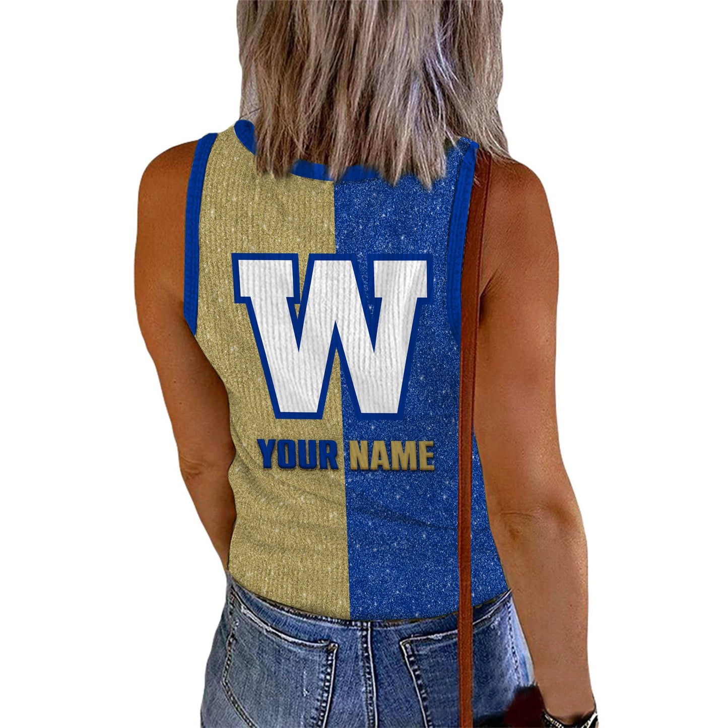 [FAN EXCLUSIVE] NEW CUSTOMIZED CFL09 WPG WINNIPEG BLUE BOMBERS WOMEN'S V-NECK TANK TOP