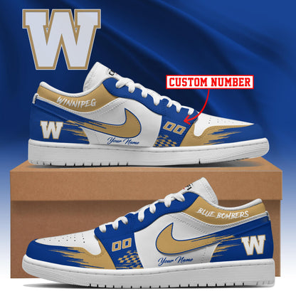 [FAN EXCLUSIVE] NEW CUSTOMIZED CFL09 WPG WINNIPEG BLUE BOMBERS AIR JORDAN LOW SHOES