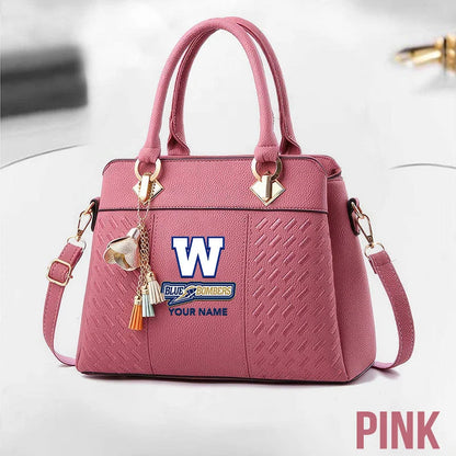 [FAN EXCLUSIVE] NEW CUSTOMIZED CFL09 WPG WINNIPEG BLUE BOMBERS MULTICOLOR HANDBAG