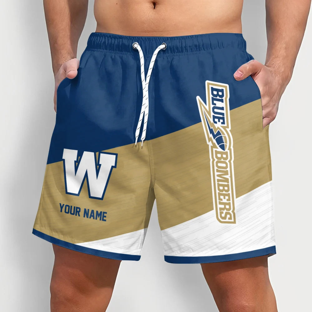 [FAN EXCLUSIVE] NEW CUSTOMIZED CFL09 WPG WINNIPEG BLUE BOMBERS SHORT PANTS