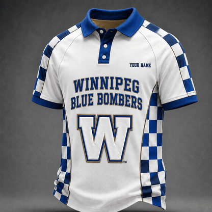 [FAN EXCLUSIVE] NEW CUSTOMIZED CFL09 WPG WINNIPEG BLUE BOMBERS POLO SHIRT