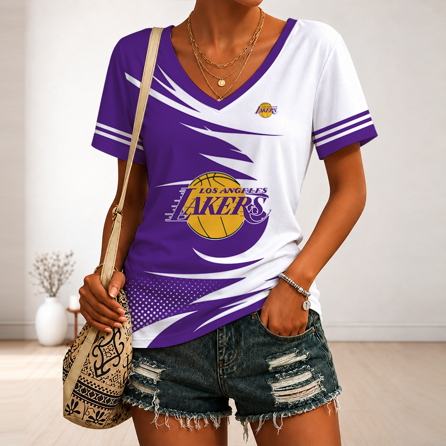 LIMITED EDITION - NEW CUSTOMIZED NBA09 LLA LOS ANGELES LAKERS V-NECK FEMALE SHIRT