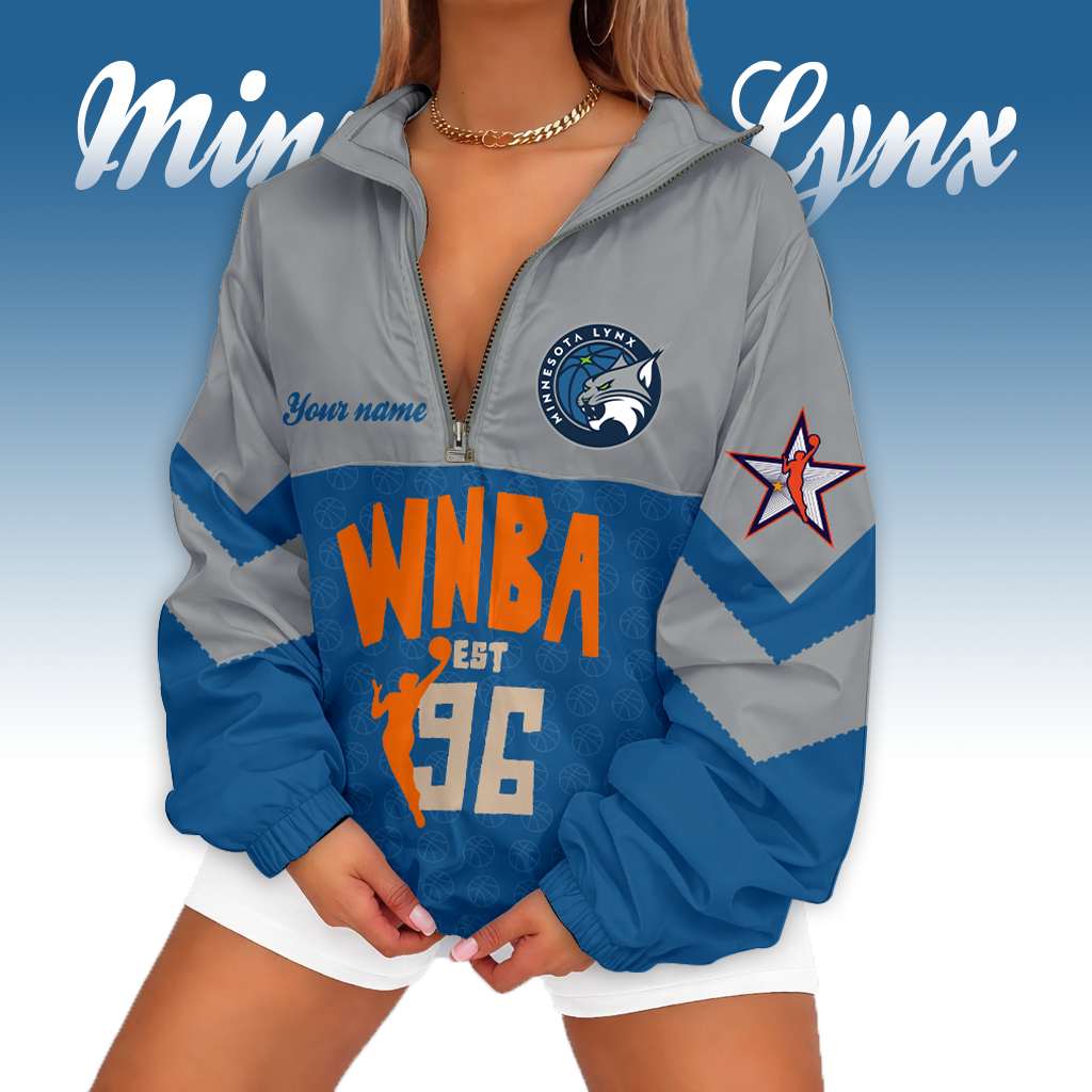 LIMITED EDITION - NEW CUSTOMIZED WNBA09 MNL MN LYNX V-NECK ZIPPER SWEATSHIRT JACKET