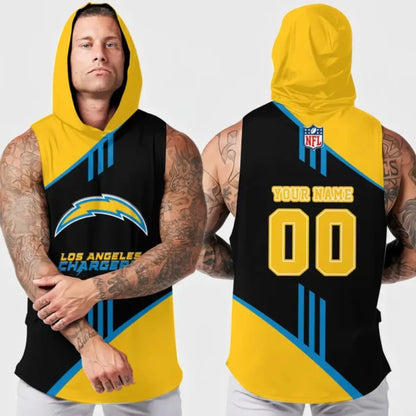 [SPECIAL OFFER] NEW CUSTOMIZED NFL09 LAC LOS ANGELES CHARGERS HOODED TANK TOP