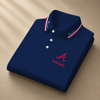 LIMITED EDITION - NEW CUSTOMIZED MLB09 ABS ATLANTA BRAVES POLO SHIRT