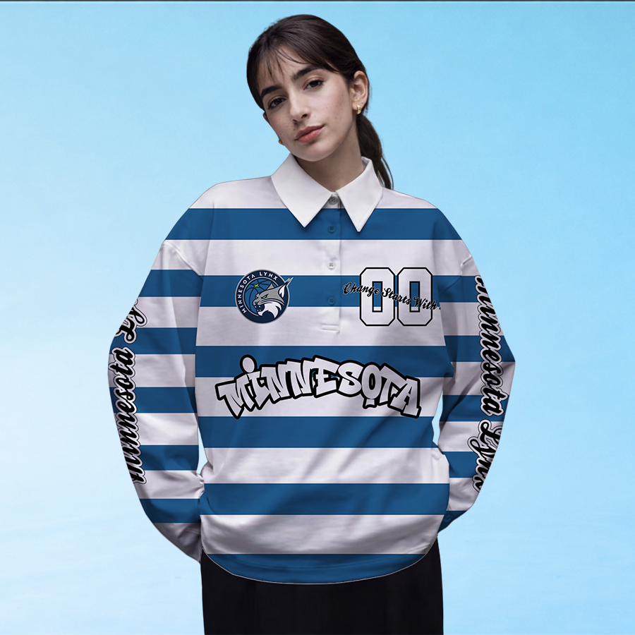 LIMITED EDITION - NEW CUSTOMIZED WNBA09 MNL MN LYNX LONG SLEEVE POLO