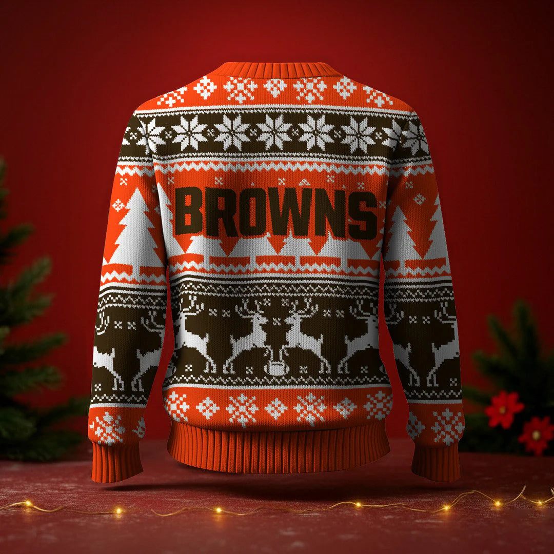 LIMITED EDITION - NEW CUSTOMIZED NFL29 CLB CLEVELAND BROWNS UGLY SWEATER
